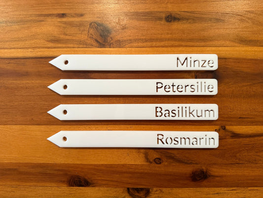 Gartenstecker, Kräuterstecker, Pflanzenstecker aus Arcylglas - myUniq GbR