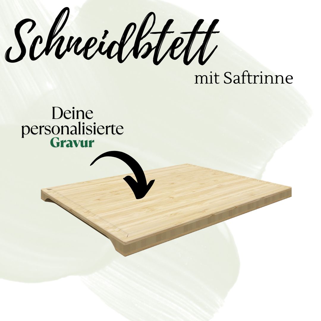 Großes PREMIUM+ Schneidbrett mit Saftrinne und individueller Gravur - myUniq GbR